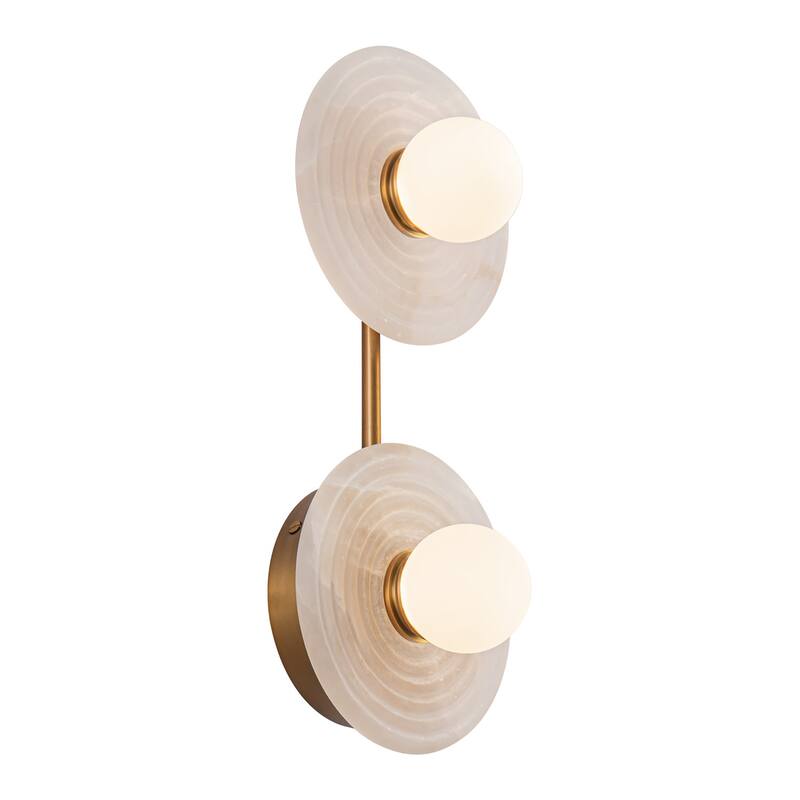 Alora Lighting WV346214 Dahlia 2 Light 6" Wide LED Vanity Light - Vintage Brass / Alabaster
