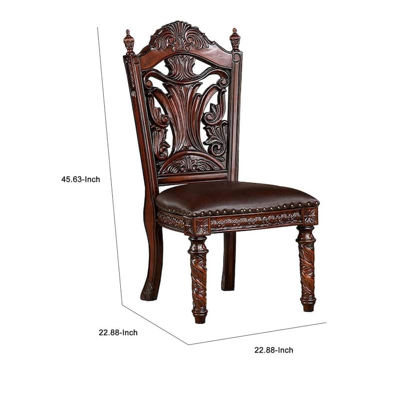 Brown/Brown Faux Leather Upholstered Wood Frame Dining Chair, Set of 2, Sturdy Dining Chair for Dining Rooms - 24.6