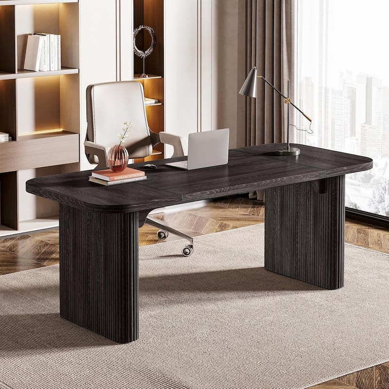 62-Inch Wood Rectangular Executive Desk Large Modern Conference Table for Home Office Boardroom