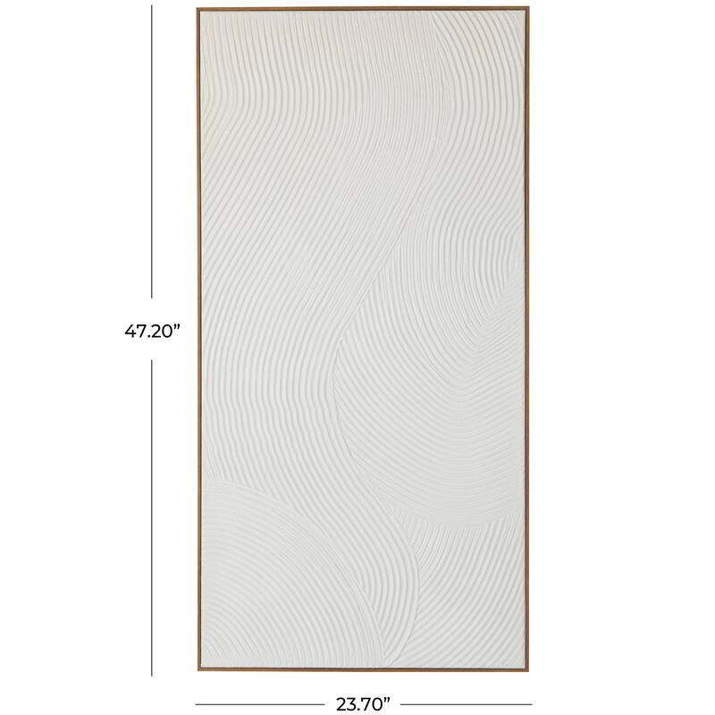 Canvas Geometric Art Deco Inspired Line Art Living Room Framed Wall Art with Gold Frame - White - Roche River Decor