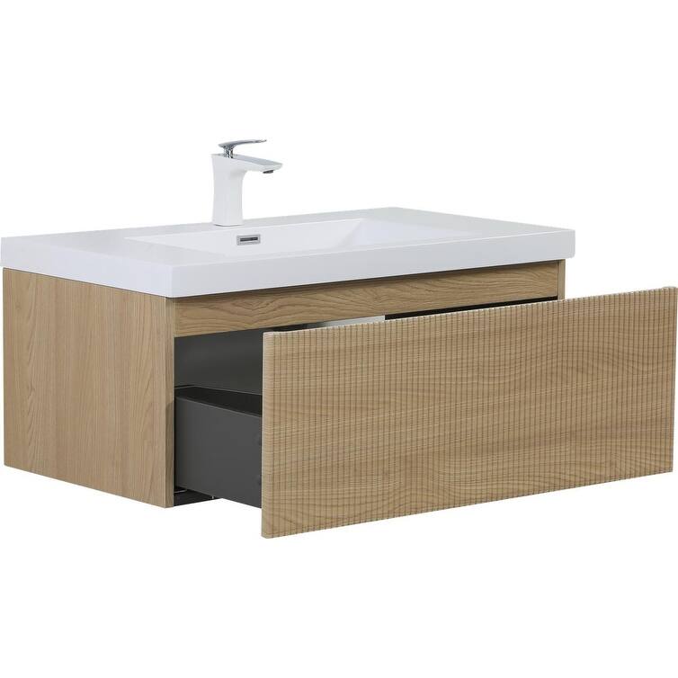 ABRUZZO Floating Vanity with Integrated Top Sink Soft-Close Wall-Mount Bathroom Cabinet