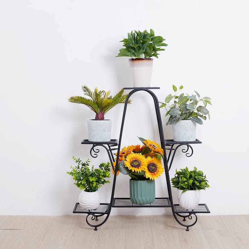 6 Tiers Multilayer Metal Plant Stand Flower Pots Display Holder Garden Balcony - 32''