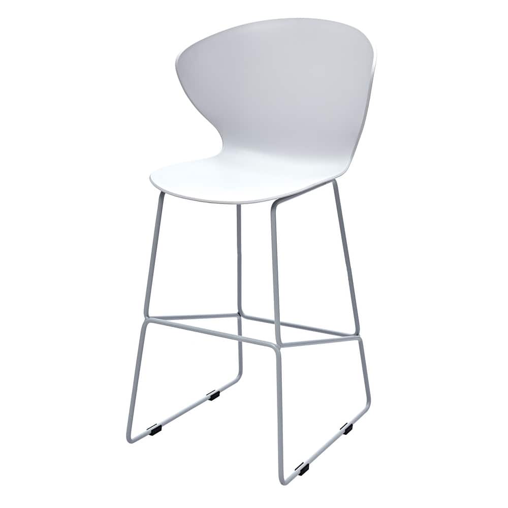 Midcentury Polypropylene Stool with Metal Legs, Set of 2