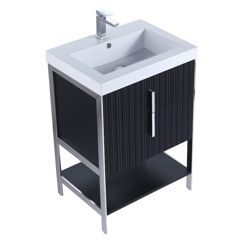 Fine Fixtures Serenity Modern Bathroom Vanity with White Gel Acrylic Top