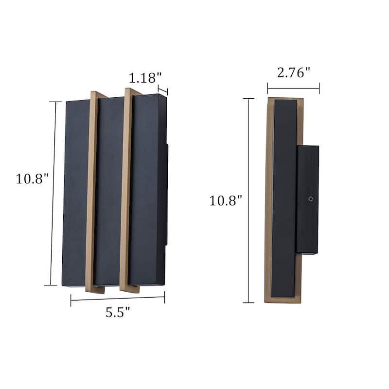 2-Light 11" Outdoor Linear Integrated LED Wall Sconce - H10.8" x W5.5" x D2.8"