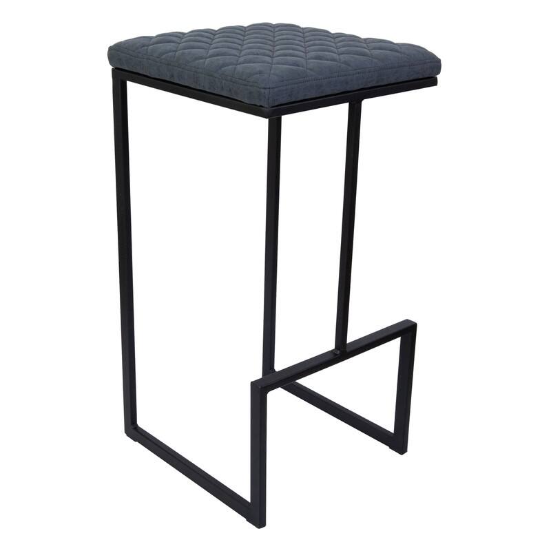 Quincy Leather Quilted Counter Height Barstool (Set of 2) with Upholstered Square Seats & Footrest for Home Bar & Kitchen
