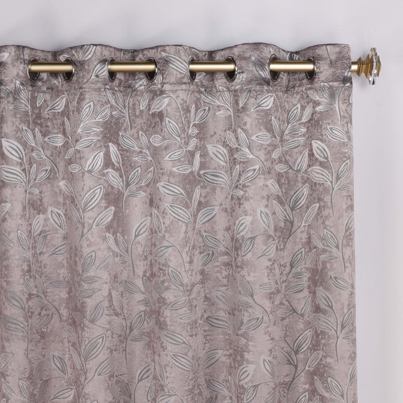 Superior Leaves Machine Washable Room Darkening Grommet With Ties Blackout Curtains, Set of 2