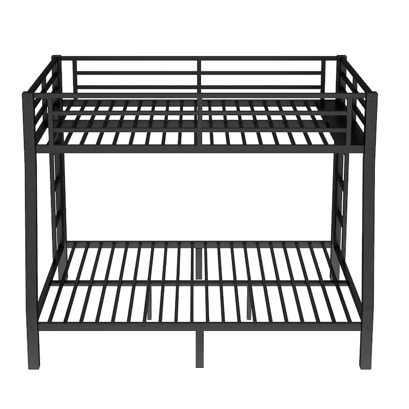 Roomfitters Full XL over Queen Metal Bunk Bed with Dual Ladders, Heavy Duty Steel Frame, Black