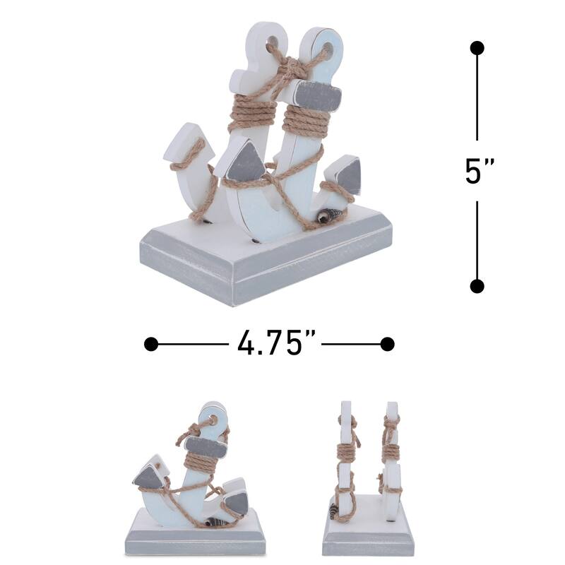 CoTa Global Moonlight Anchor Nautical Wooden Napkin Holder 5 Inch - 4.75 x 3 x 5 inches