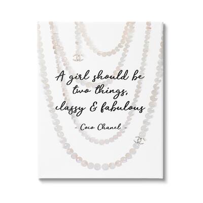 Stupell Industries Classy and Fabulous Fashion Quote with Pearls, Proudly Made in USA - 36 x 48