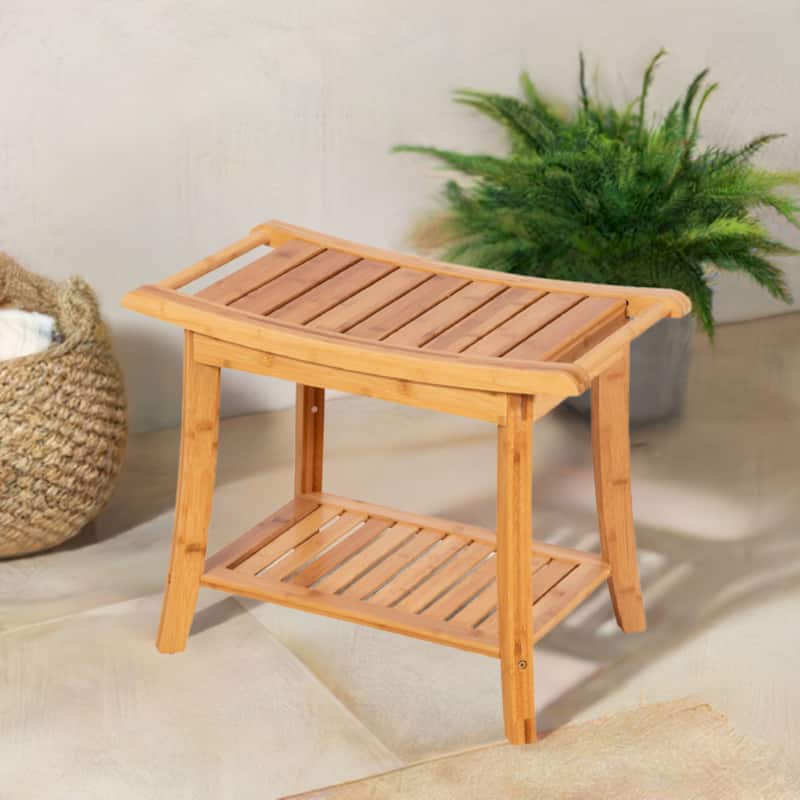 Solid Bamboo Spa Style Bench