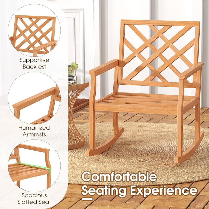 1/2PCS Teak Wood Rocking Chair Oversized Porch Rocker Rocker Chair
