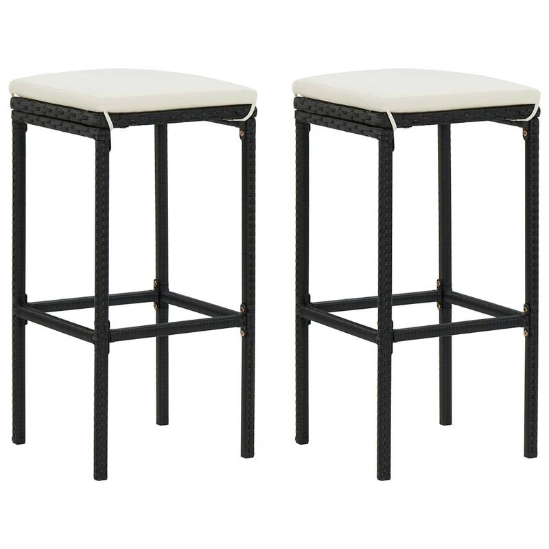vidaXL 5 Piece Patio Bar Set with Cushions Black Poly Rattan