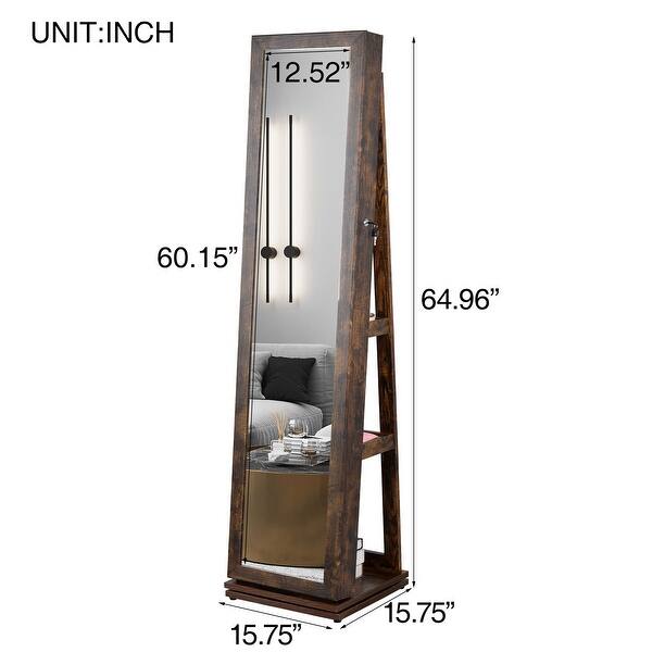 65''H Stand Full Length Mirror Storage Display 360 Swivel