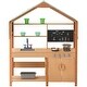 preview thumbnail 11 of 9, Natural-Green Cedar Wood Kids Mud Kitchen with Sink, Canopy and Accessories - 16.3” D x 40” W x 50” H