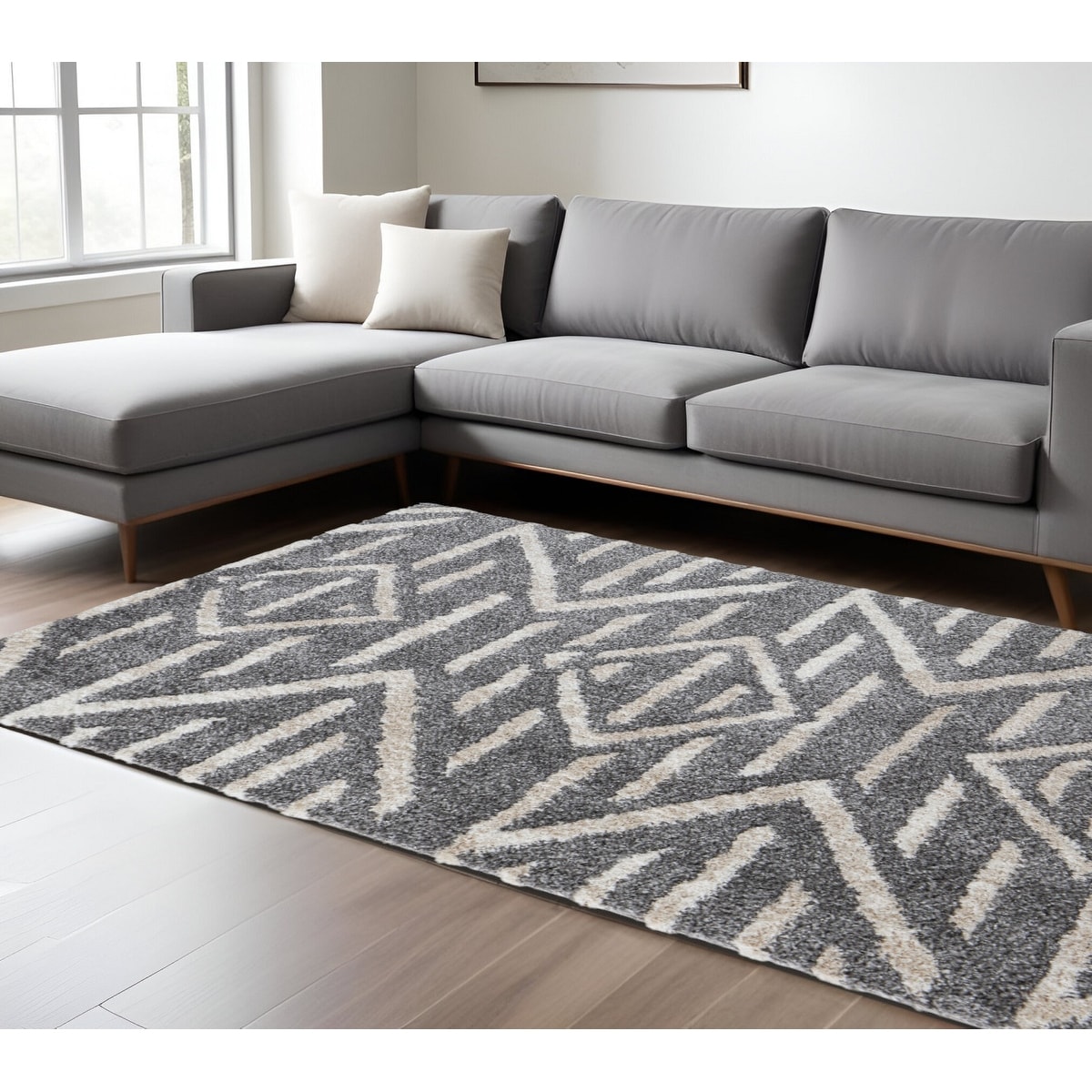 Wegal Power Loomed Geometric Modern Stain Resistant Soft Durable Area Rug By HomeRoots - 8' x 10'