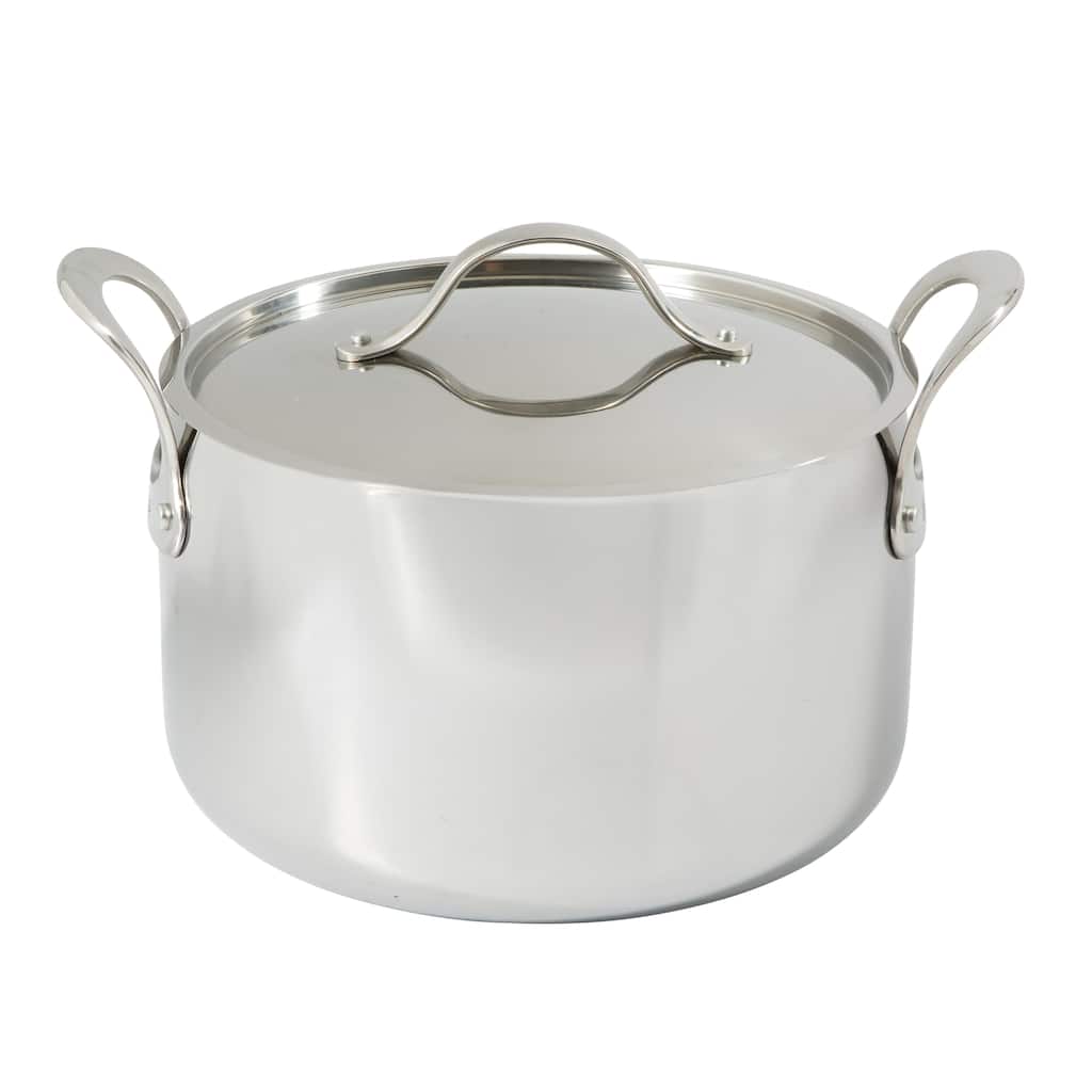 Bloomhouse 8 Quart Tri-Ply Stainless Steel Stock Pot with Lid - Dutch Oven,Oven Safe, Dishwasher Safe