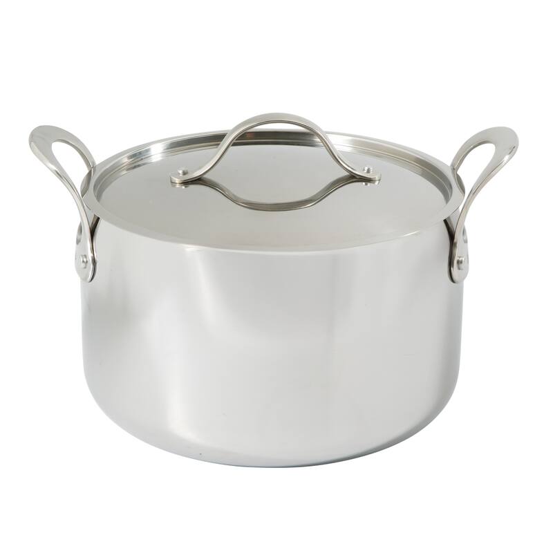 Bloomhouse 8 Quart Tri-Ply Stainless Steel Stock Pot with Lid - Dutch Oven,Oven Safe, Dishwasher Safe