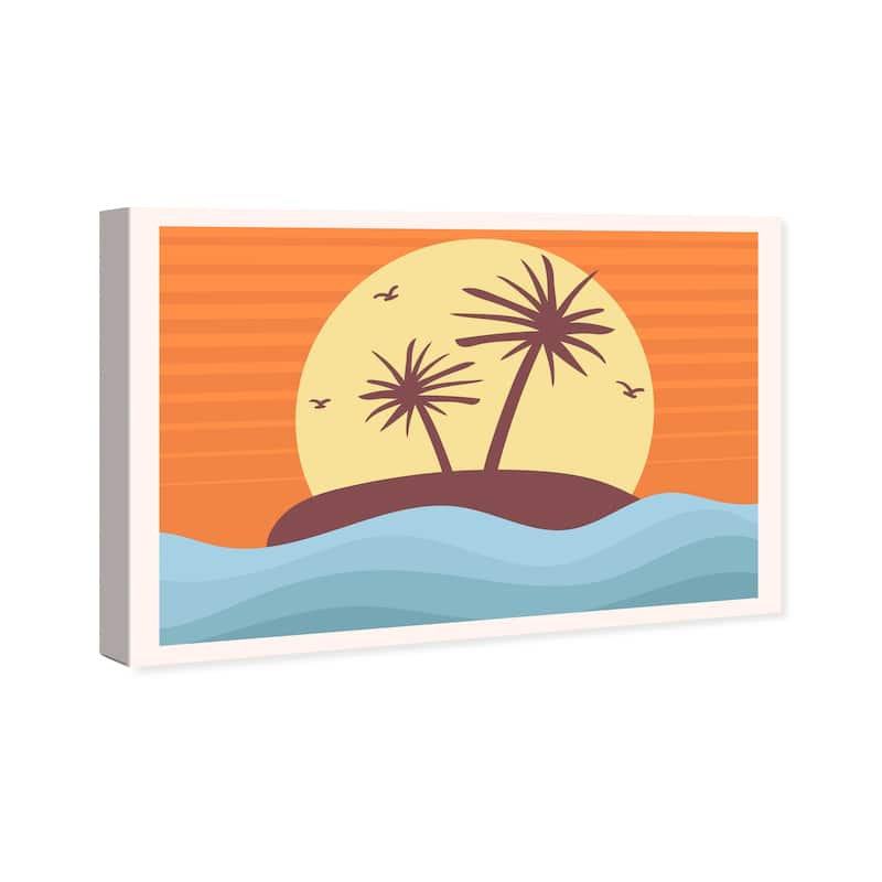 Wynwood Studio Canvas Nature and Landscape Retro Sunset Orange and Nautical & Coastal Wall Art Canvas Print