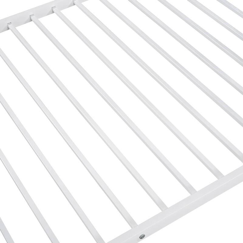 White Twin Over Twin Metal Bunk Bed with Sturdy Steel Frame and Space-Saving Design