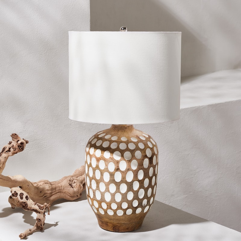 SAFAVIEH Lighting Ismahan 24" Table Lamp - 13" W x 13" D x 24" H - 13Wx13Dx24H