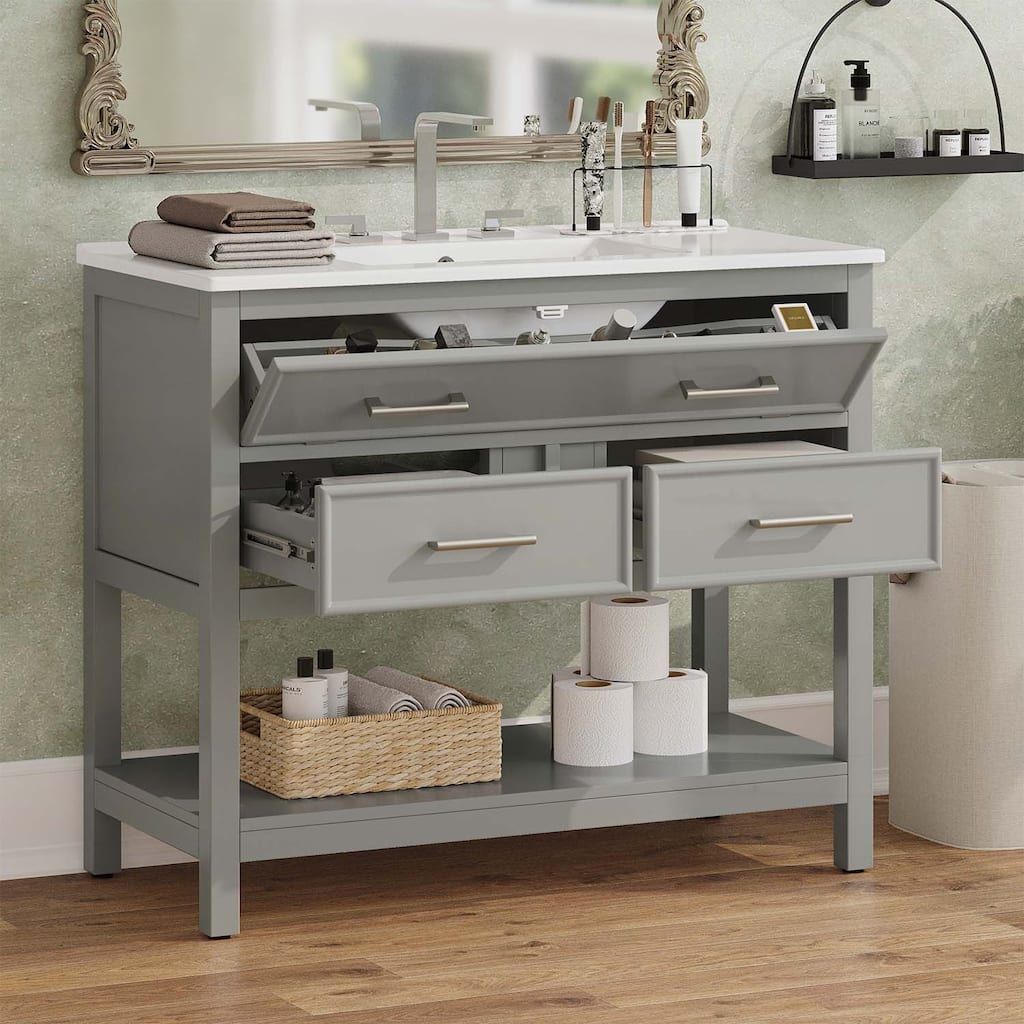36 Inch Bathroom Vanity with Ceramic Sink