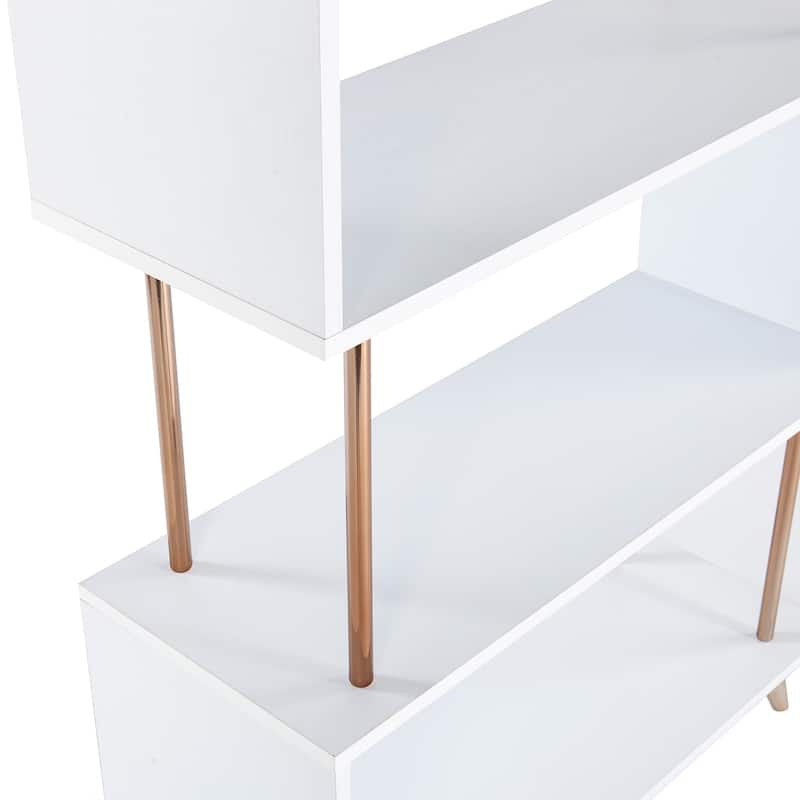SEI Furniture Brinton 5-Shelf Etagere Bookcase with Gold Accents