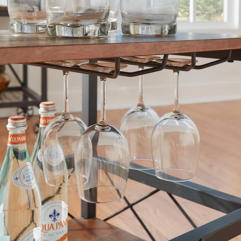 Myra Rustic Serving Cart with Wine Inserts and Removable Tray Top by iNSPIRE Q Classic