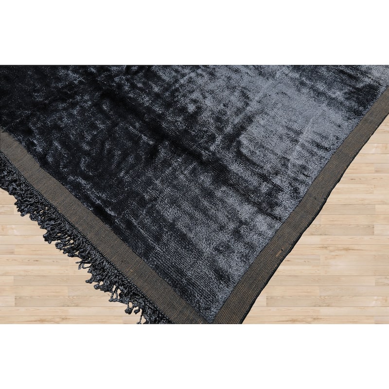 9'9''x12'8'' Hand knotted Bamboo Silk Slate Tibetan Modern & Contemporary Rug - 9' 9'' x 12' 8''