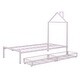 preview thumbnail 37 of 71, Metal Platform Bed With Two Drawers,House-Shaped Headboard Design