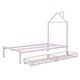 preview thumbnail 35 of 75, Metal Platform Bed with 2 Drawers, Bedroom Kids Bed Frame with House-Shaped Headboard Design and Support Slats, Easy Assembly