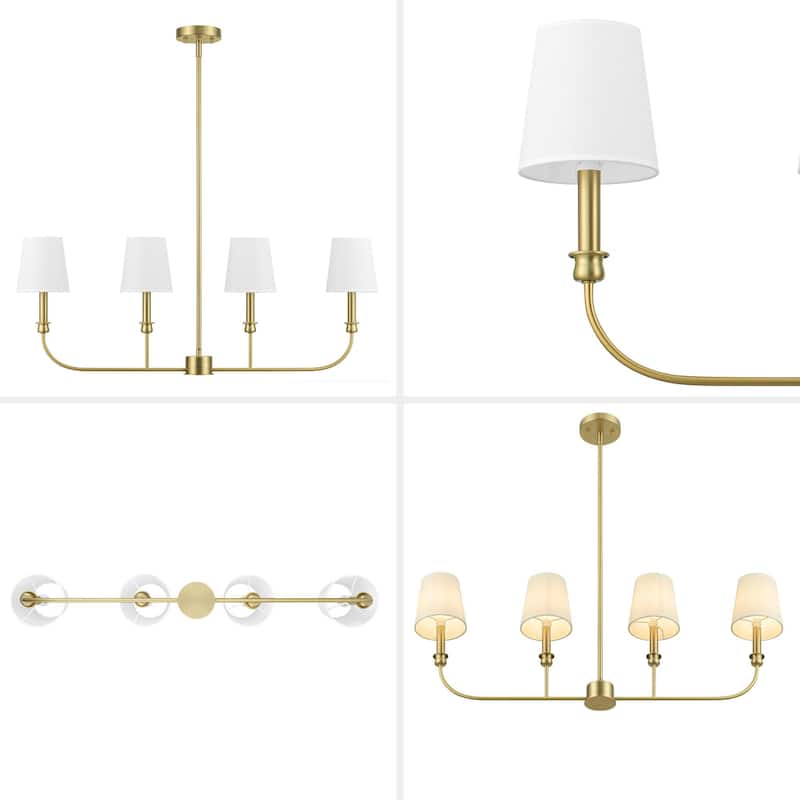 Prominence Home Billet 4-Light Linear Chandelier with Fabric Shades
