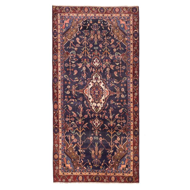 ECARPETGALLERY Hand-knotted Andelz Dark Navy Wool Rug - 4'5 x 9'0
