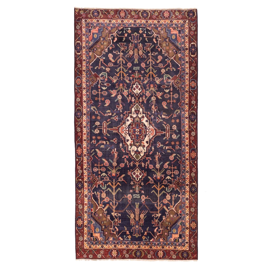 ECARPETGALLERY Hand-knotted Andelz Dark Navy Wool Rug - 4'5 x 9'0