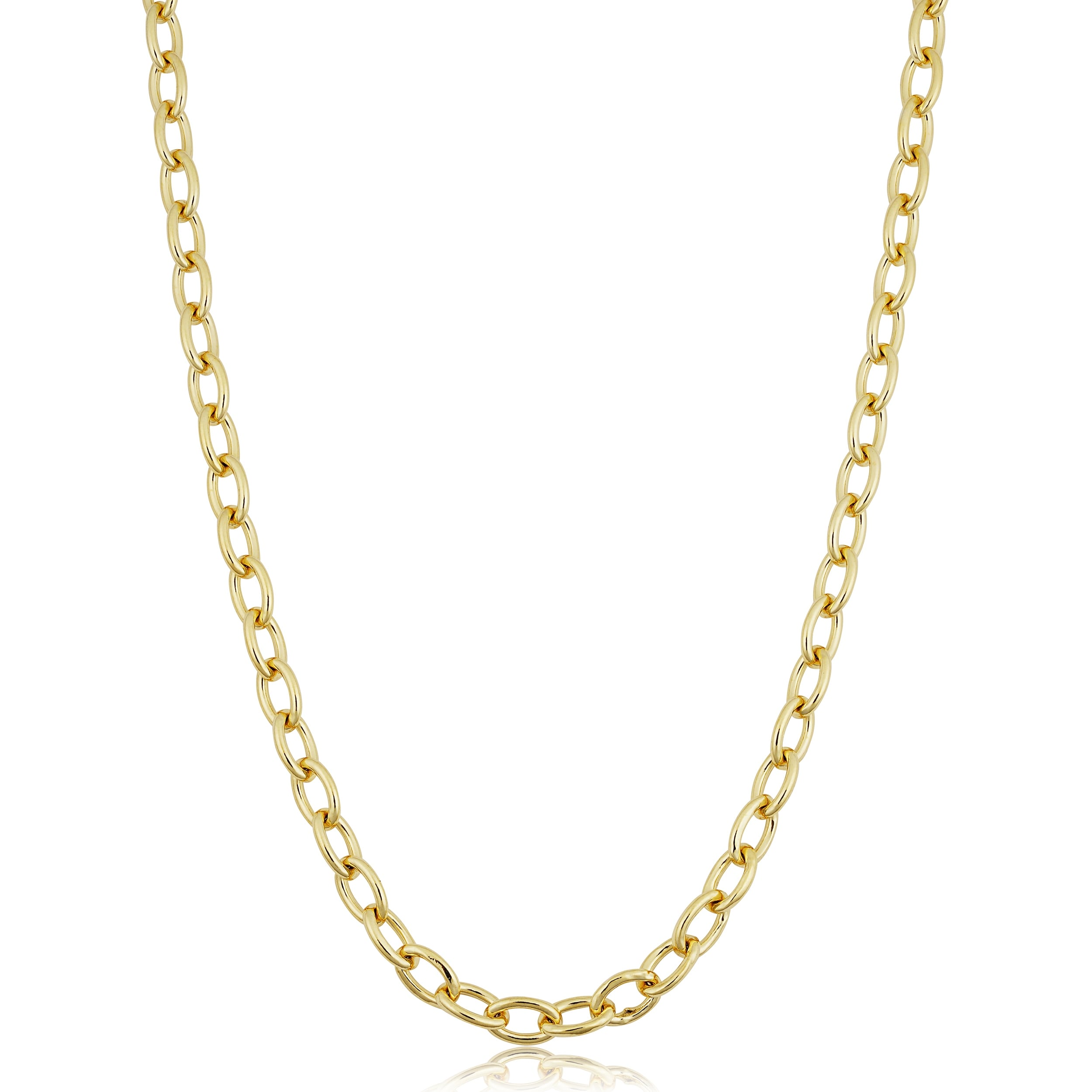 Au Naturale Solid 14k Gold Filled 5.1 mm Oval Link Chain Necklace for Men and Women (16, 18, 20, 24 or 30 inches)