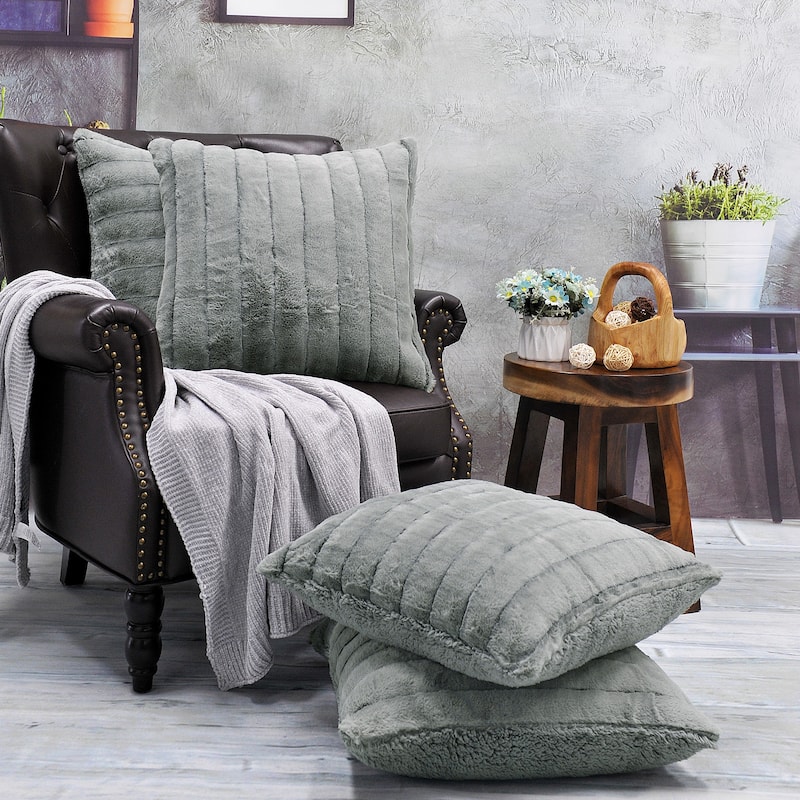 Serenta SuperMink Solid Color Throw Pillow Shell Cushion Cover Set - 20" x 20" - Silver Grey - Set of 3 or More