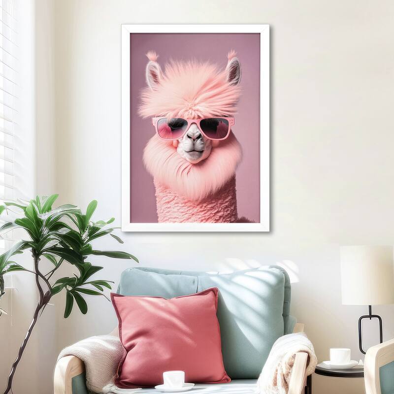 Paragon Llama in Sunglasses Framed Art - Plastic