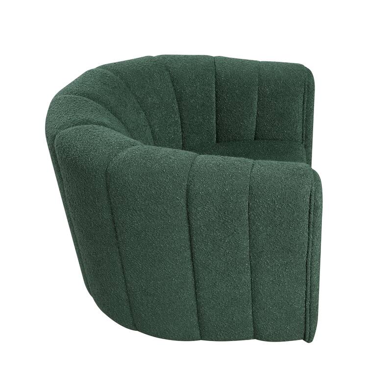 Arden 31" Boucle Swivel Chair with Ottoman - Solid Wood Legs