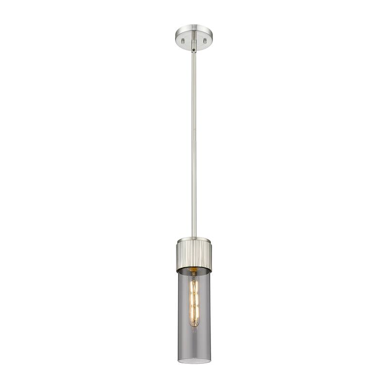 Innovations Lighting Bolivar - 1 Light 12" Stem Hung Pendant - Satin Nickel/Light Smoke