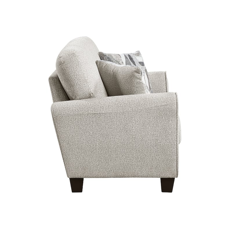 Loi Loveseat w 2 Pillows, Reversible Cushion, Gray Chenille, 63 Inch