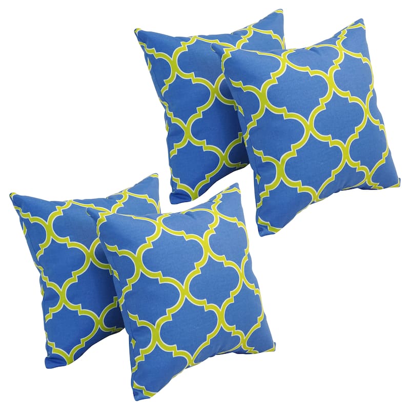 Blazing Needles 17-inch Square Polyester Outdoor Throw Pillows (Set of 4) - Irondaze Cobalt