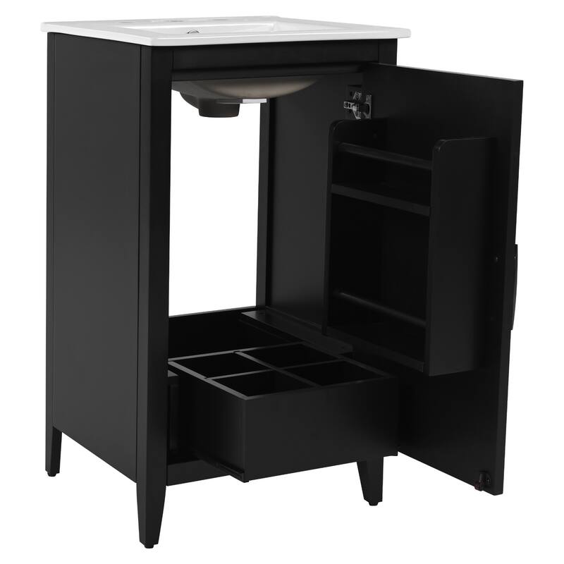 Bathroom Vanity with Sink, Vanity Set with Door Shelf and Soft-Closing Door, Bathroom Cabinet with Functional Drawer