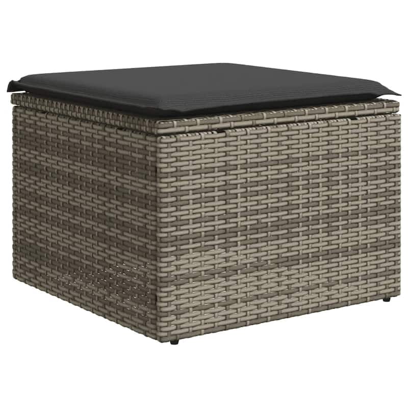 vidaXL Patio Sofa Set with Cushions Outdoor Furniture 6 Piece Poly Rattan - 21.7 x 39.4 x 28.7