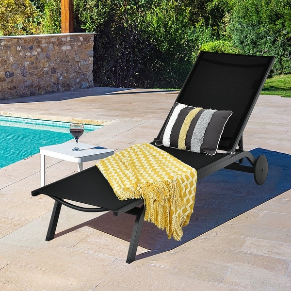 Black sling chaise lounge deals