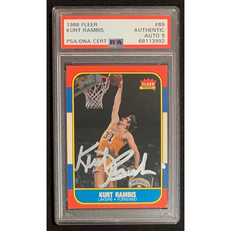 Kurt Rambis 1986 Fleer Basketball Signed Rookie Card #89 Auto Graded PSA 9 - 8'6" x 11'6"