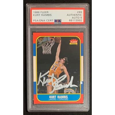 Kurt Rambis 1986 Fleer Basketball Signed Rookie Card #89 Auto Graded PSA 9 - 8'6" x 11'6"