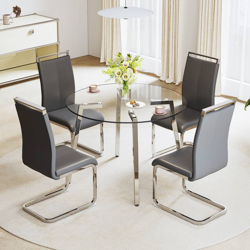 Modern Tempered Glass Table Dining Table Coffee Table End Table Entryway Table for Dining Room