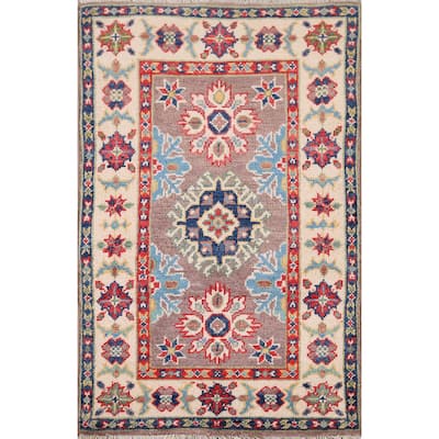 Traditional Kazak Oriental Foyer Rug Hand-Knotted Wool Carpet - 1'11" x 3'0"