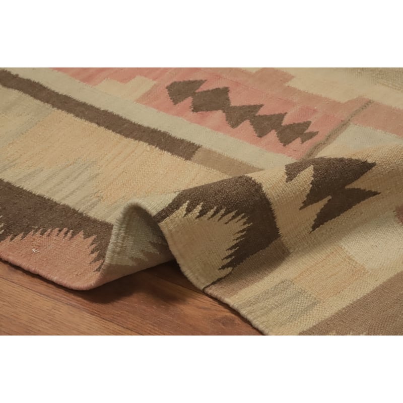 Hand Woven Oriental 100% Wool Carpet Southwestern Tribal Multi-Colored Kilim Area Rug - 6' 5'' X 3' 10''