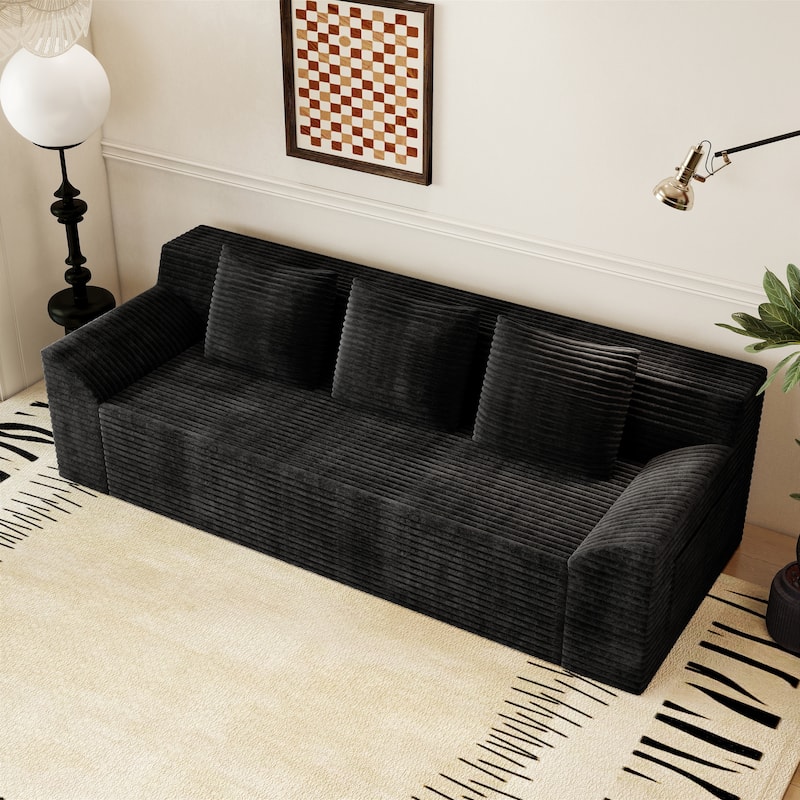 71" 3-Seater Corduroy Sofa with Deep Seat Design, Ready-to-Use for Living Room, Bedroom & Office